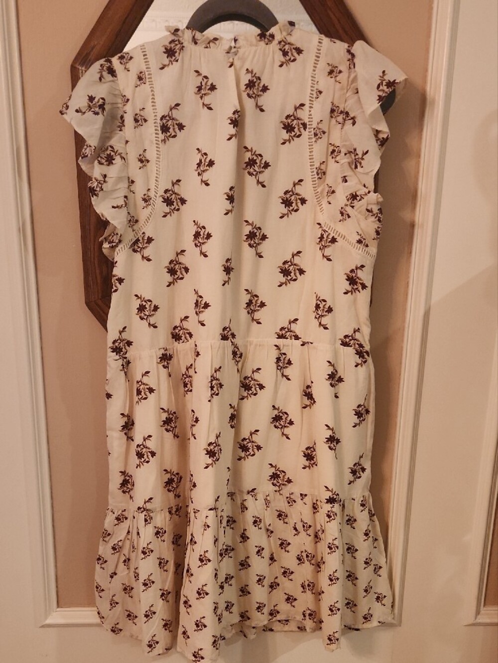 NORDSTROM! Treasure & Bond Ivory Dress with Burgundy Floral - Picture 2 of 7